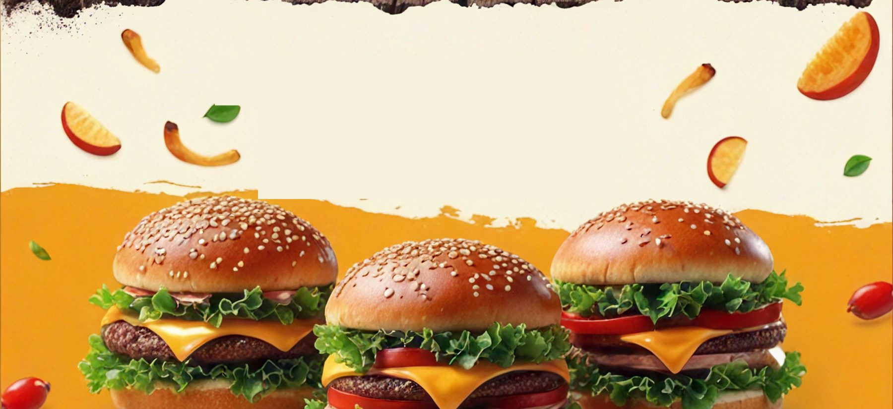 Trois cheeseburgers frais